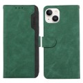 For iPhone 14 ABEEL Color Block Magnetic RFID Leather Phone Case(Green-Black)