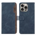 For iPhone 14 Pro ABEEL Color Block Magnetic RFID Leather Phone Case(Blue-Brown)