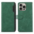 For iPhone 14 Pro Max ABEEL Color Block Magnetic RFID Leather Phone Case(Green-Black)