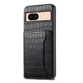 For Google Pixel 8a Crocodile Texture Card Bag Design Full Coverage Phone Case(Black)