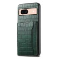 For Google Pixel 8a Crocodile Texture Card Bag Design Full Coverage Phone Case(Green)