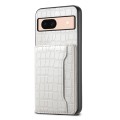 For Google Pixel 8a Crocodile Texture Card Bag Design Full Coverage Phone Case(White)