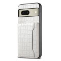 For Google Pixel 8 Crocodile Texture Card Bag Design Full Coverage Phone Case(White)