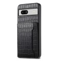 For Google Pixel 7a Crocodile Texture Card Bag Design Full Coverage Phone Case(Black)