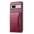 For Google Pixel 7a Crocodile Texture Card Bag Design Full Coverage Phone Case(Red)