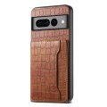 For Google Pixel 7 Pro 5G Crocodile Texture Card Bag Design Full Coverage Phone Case(Brown)