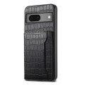 For Google Pixel 7 5G Crocodile Texture Card Bag Design Full Coverage Phone Case(Black)