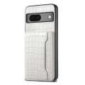 For Google Pixel 7 5G Crocodile Texture Card Bag Design Full Coverage Phone Case(White)