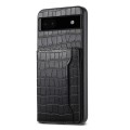 For Google Pixel 6a Crocodile Texture Card Bag Design Full Coverage Phone Case(Black)