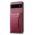 For Google Pixel 6a Crocodile Texture Card Bag Design Full Coverage Phone Case(Red)