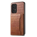 For Samsung Galaxy A53 5G Crocodile Texture Card Bag Design Full Coverage Phone Case(Brown)