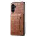 For Samsung Galaxy A13 5G Crocodile Texture Card Bag Design Full Coverage Phone Case(Brown)