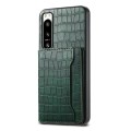 For Sony Xperia 5 IV Crocodile Texture Card Bag Design Full Coverage Phone Case(Green)
