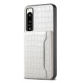 For Sony Xperia 5 IV Crocodile Texture Card Bag Design Full Coverage Phone Case(White)