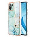 For Xiaomi Mi 11 Lite Marble Pattern IMD Card Slot Phone Case(Green)