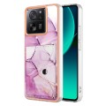 For Xiaomi 13T / 13T Pro Marble Pattern IMD Card Slot Phone Case(Pink Purple Gold)