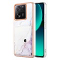 For Xiaomi 13T / 13T Pro Marble Pattern IMD Card Slot Phone Case(White Purple)