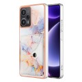 For Xiaomi Poco F5 5G / Redmi Note 12 Turbo Marble Pattern IMD Card Slot Phone Case(Galaxy Marble Wh