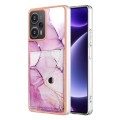 For Xiaomi Poco F5 5G / Redmi Note 12 Turbo Marble Pattern IMD Card Slot Phone Case(Pink Purple Gold