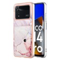 For Xiaomi Poco M4 Pro 4G Marble Pattern IMD Card Slot Phone Case(Rose Gold)