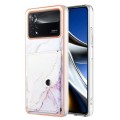 For Xiaomi Poco X4 Pro 5G Marble Pattern IMD Card Slot Phone Case(White Purple)