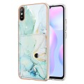 For Xiaomi Redmi 9A Marble Pattern IMD Card Slot Phone Case(Green)