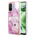 For Xiaomi Redmi 12C / 11A 4G Marble Pattern IMD Card Slot Phone Case(Pink Purple Gold)