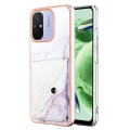 For Xiaomi Redmi 12C / 11A 4G Marble Pattern IMD Card Slot Phone Case(White Purple)
