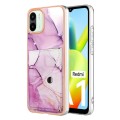 For Xiaomi Redmi A1 Marble Pattern IMD Card Slot Phone Case(Pink Purple Gold)