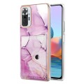For Xiaomi Redmi Note 10 Pro Max Marble Pattern IMD Card Slot Phone Case(Pink Purple Gold)