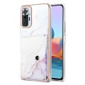 For Xiaomi Redmi Note 10 Pro Marble Pattern IMD Card Slot Phone Case(White Purple)