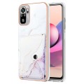 For Xiaomi Redmi Note 10s Marble Pattern IMD Card Slot Phone Case(White Purple)