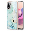 For Xiaomi Redmi Note 10 4G Marble Pattern IMD Card Slot Phone Case(Green)