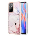 For Xiaomi Redmi Note 11 5G Marble Pattern IMD Card Slot Phone Case(Rose Gold)