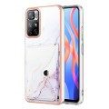 For Xiaomi Redmi Note 11 5G Marble Pattern IMD Card Slot Phone Case(White Purple)