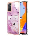 For Xiaomi Redmi Note 11 Pro 5G / 4G Global Marble Pattern IMD Card Slot Phone Case(Pink Purple Gold