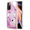 For Xiaomi Redmi Note 11 Pro / 11 Pro+ Marble Pattern IMD Card Slot Phone Case(Pink Purple Gold)