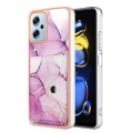 For Xiaomi Redmi Note 11T Pro Marble Pattern IMD Card Slot Phone Case(Pink Purple Gold)