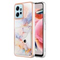 For Xiaomi Redmi Note 12 4G Marble Pattern IMD Card Slot Phone Case(Galaxy Marble White)