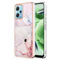 For Xiaomi Redmi Note 12 5G Global Marble Pattern IMD Card Slot Phone Case(Rose Gold)