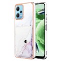 For Xiaomi Redmi Note 12 5G Global Marble Pattern IMD Card Slot Phone Case(White Purple)