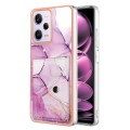 For Xiaomi Redmi Note 12 Pro 5G Global Marble Pattern IMD Card Slot Phone Case(Pink Purple Gold)