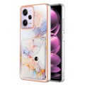 For Xiaomi Poco X5 Pro 5G Marble Pattern IMD Card Slot Phone Case(Galaxy Marble White)