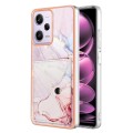 For Xiaomi Poco X5 Pro 5G Marble Pattern IMD Card Slot Phone Case(Rose Gold)