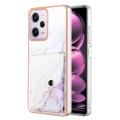 For Xiaomi Poco X5 Pro 5G Marble Pattern IMD Card Slot Phone Case(White Purple)