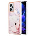 For Xiaomi Redmi Note 12 Pro+ Marble Pattern IMD Card Slot Phone Case(Rose Gold)