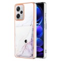 For Xiaomi Redmi Note 12 Pro+ Marble Pattern IMD Card Slot Phone Case(White Purple)