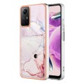 For Xiaomi Redmi Note 12S 4G Marble Pattern IMD Card Slot Phone Case(Rose Gold)
