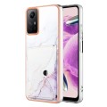 For Xiaomi Redmi Note 12S 4G Marble Pattern IMD Card Slot Phone Case(White Purple)