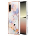 For Sony Xperia 5 IV Marble Pattern IMD Card Slot Phone Case(Galaxy Marble White)
